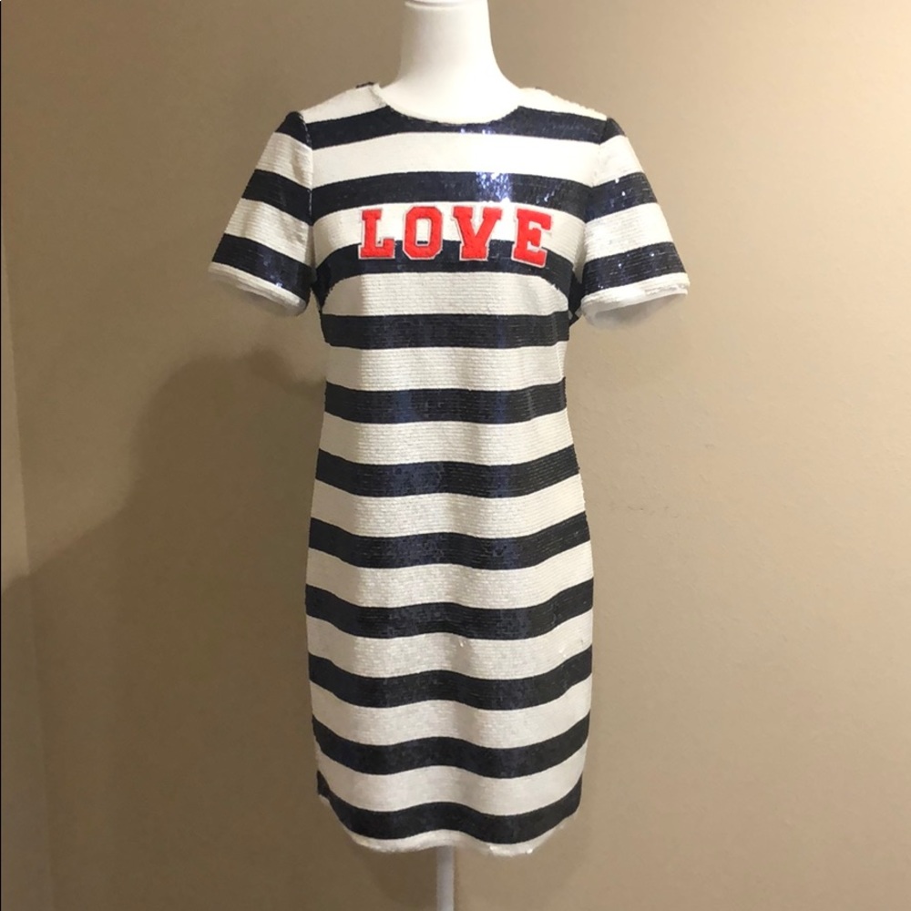 ❤️LOVE navy white sequined dress, size 6, new❤️